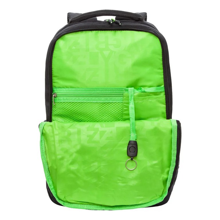 Рюкзак молодежный мужской Grizzly 43*29*15 см., черный/салатовый