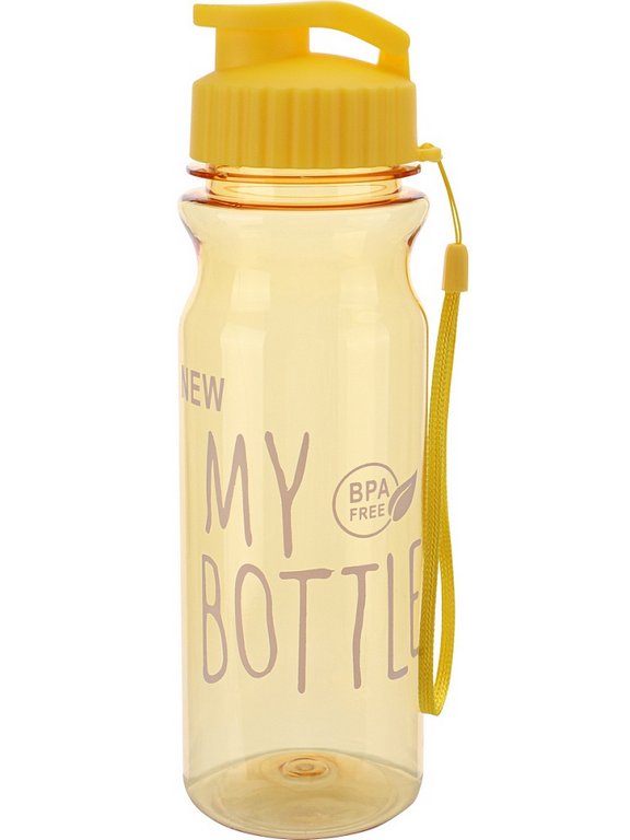 Бутылка пластиковая  450мл "На спорте" прозрачная желтая MILAND