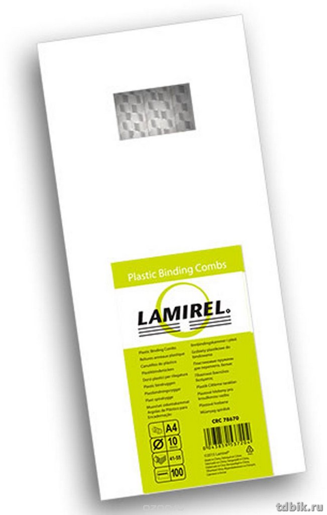Гребенки пласт. d = 10 mm (бел) 100 шт/уп (55 листов) Lamirel