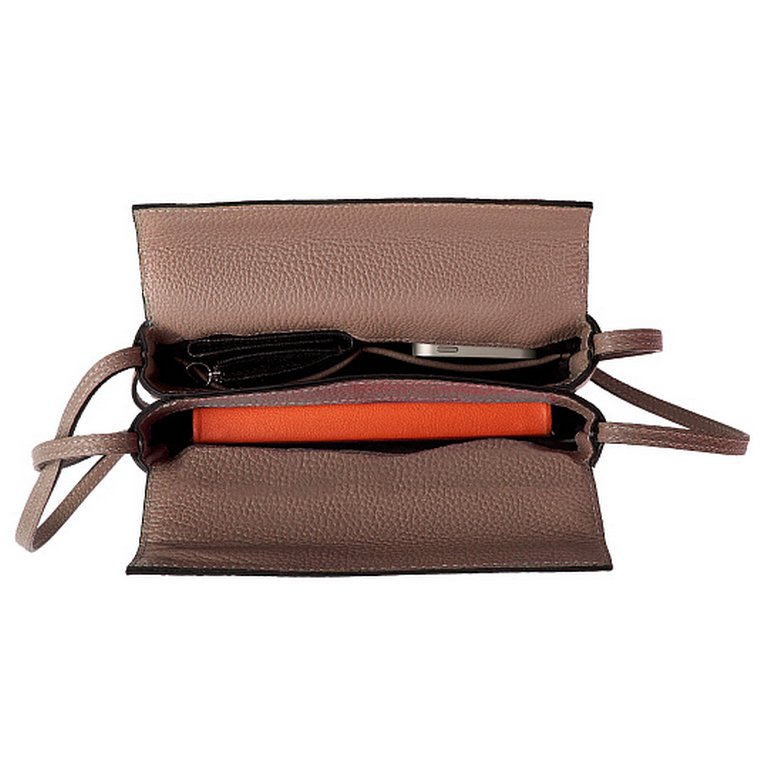 Сумка женская Dr.Koffer 23х19х5см см, нат.кожа, черн/розовая