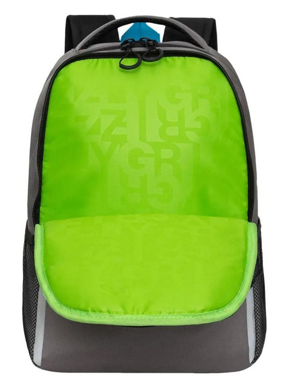 Рюкзак школьный для мальчика Grizzly 38*29*16 см, серый/черный