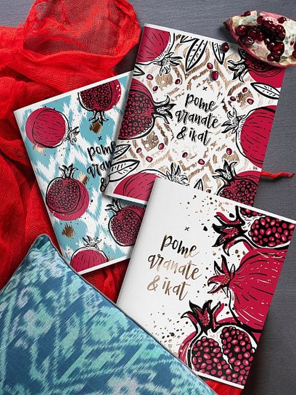 Тетрадь 48 лист кл. А5 на скрепке LOREX "ORIENTAL POMEGRANATE" двойная обложка soft touch