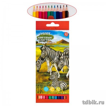 Набор карандашей  24 цв.  пласт. корпус deVENTE " Животный мир"
