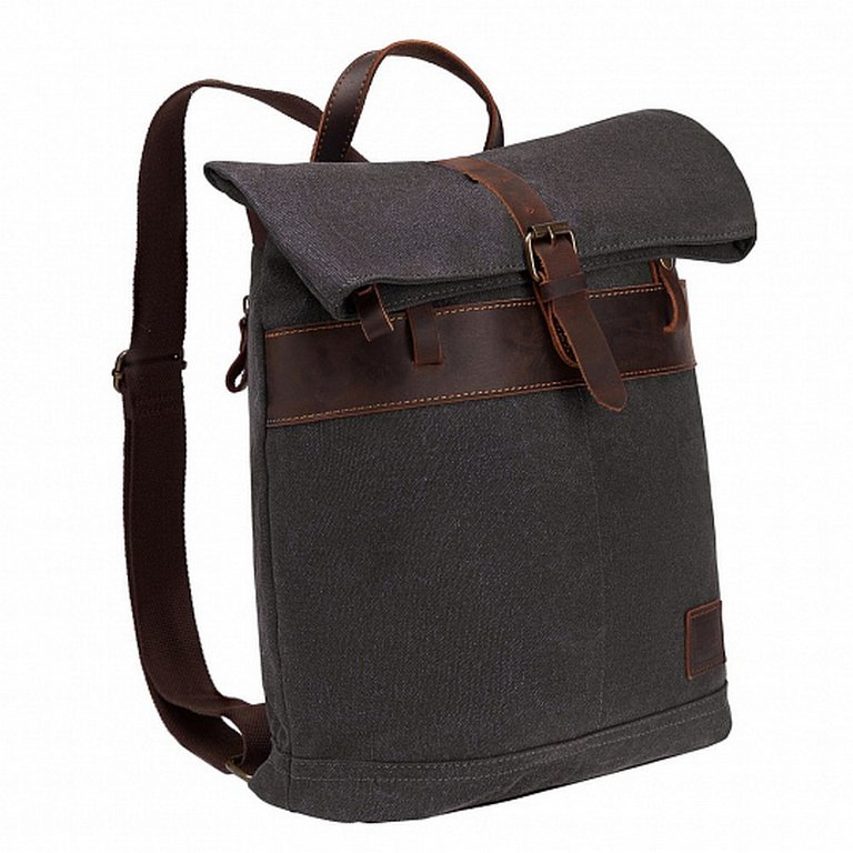 Рюкзак молодежный мужской  Dr.Koffer натуральная кожа/текстиль 36*31*10см, серый