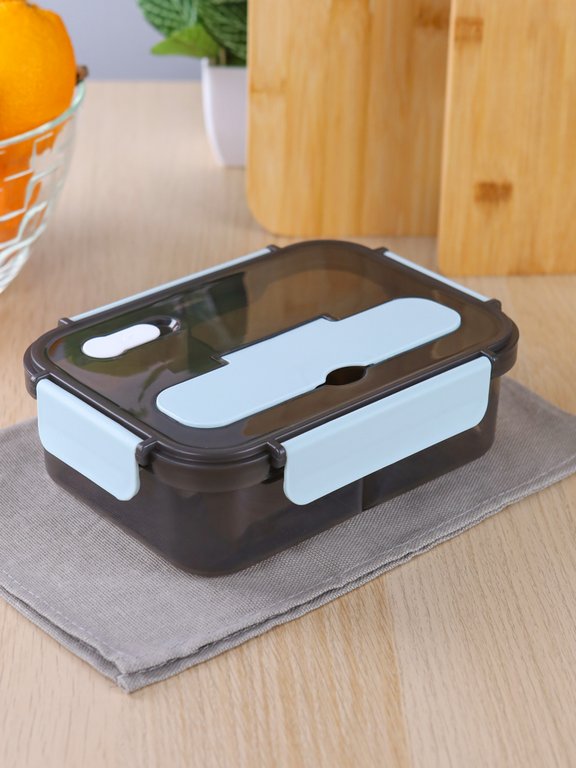 Ланч-бокс 1100 мл (с приборами, два отделения) голубой "Время обеда"