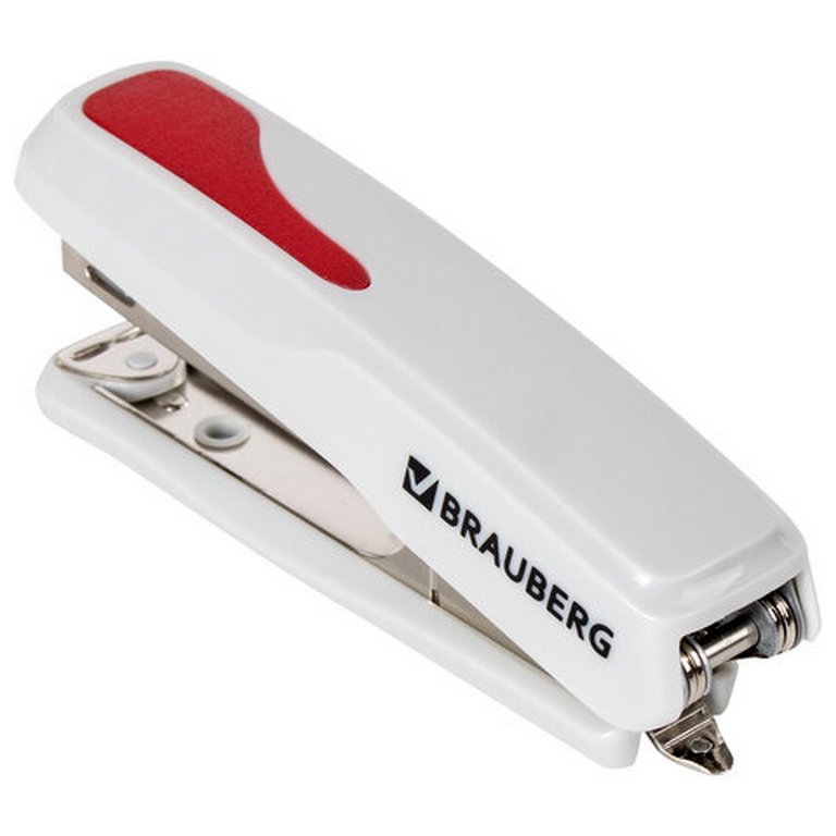 Степлер № 10 до 20л BRAUBERG "Extra" серо/красный, с антистеплером