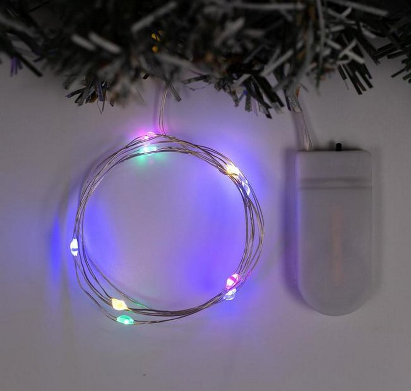 Гирлянда комнатная Нить  "Роса"   1м, 10 цветных ламп, на батарейках (от 0 до +35 °С)