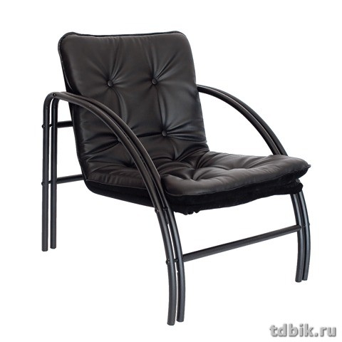 Кресло "Аксель" 2-местный ШГВ (61*72*72 см) на  металлическом каркасе, кожзам, черное