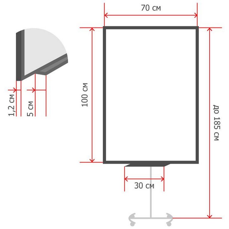 Доска-флипчарт на роликах 700*1000 мм, магнитно-маркерная Attache ЧЕРНАЯ
