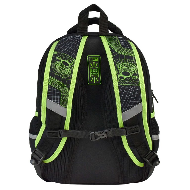 Рюкзак каркасный для мальчика Феникс+ "ДЖОЙСТИКИ" 37,5*27,5*14,5 см, черный/зеленый