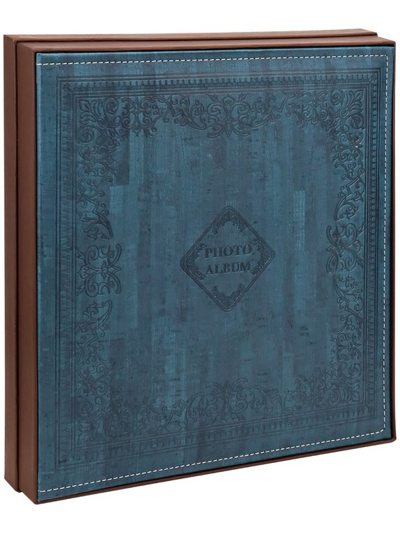 Фотоальбом 500 фото 10*15см "История" MILAND темно-синий, обложка под кожу, в коробке