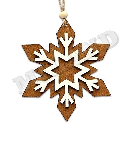 Украшение елочное из дерева "Бежевая снежинка", 11см