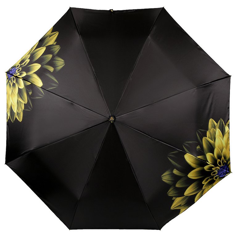 Зонт женский автомат Fabretti, 3 сложения, сатин, черный