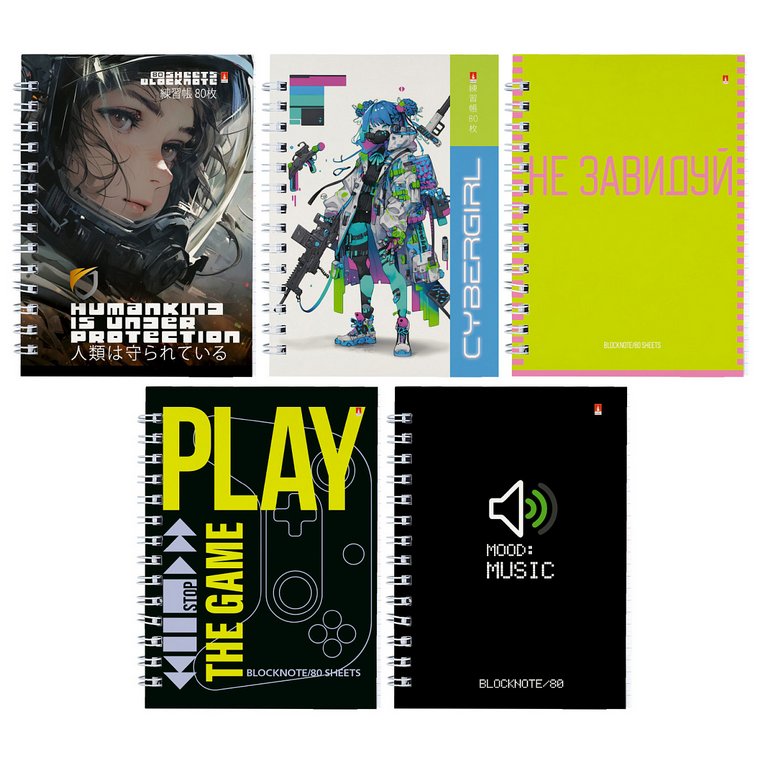 Бизнес-блокнот А6  80л., 100*134 мм, Альт "МИКС" 5 видов