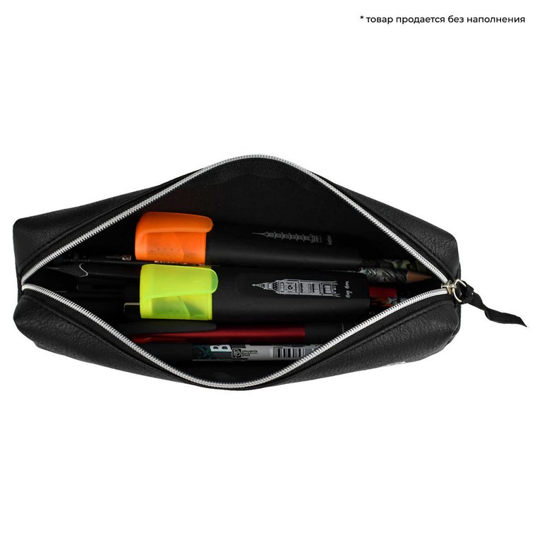 Пенал  универсальный  Феникс + "Фразы с характером" 205*50*40 мм (кожзам), черный