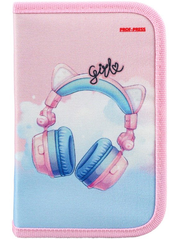 Пенал 1 отд. для девочки Prof-Press "Милые наушники" 190х115 (ткань)