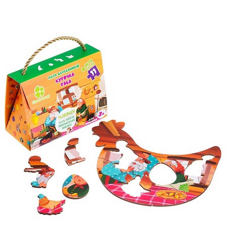 Пазлы деревянные фигурные  11 дет. "Курочка Ряба" CLEVER ENERGY