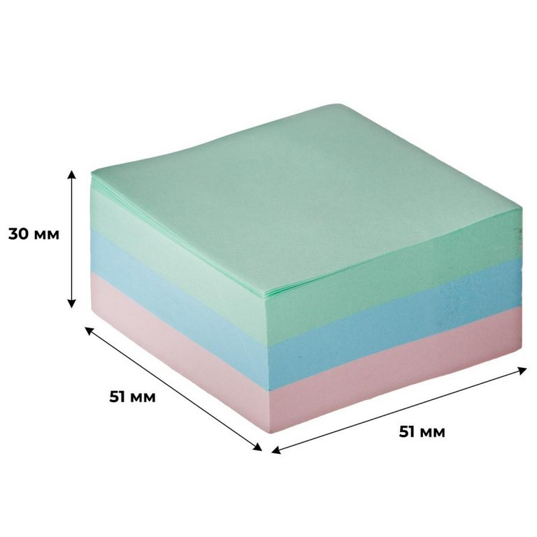 Бумага с клеевым краем  51*51 мм, 300 л. 3 пастельных цв. Attache Simple