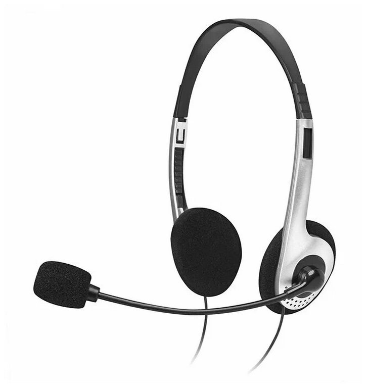 Наушники SVEN AP-010MV накладные с проводом, 20-20000 Гц, каб. 2 м. черные/серебристые