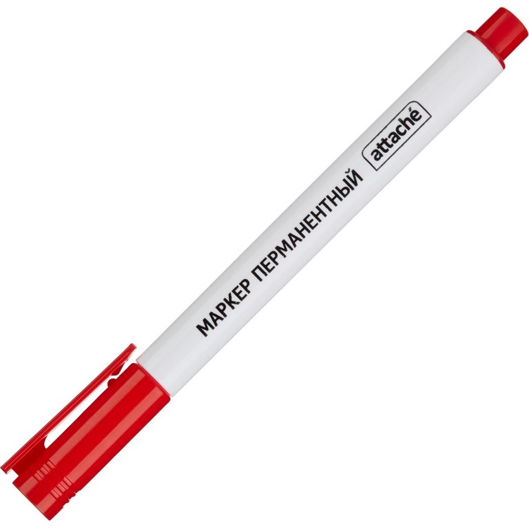 Маркер перманентный  0,5 мм Attache красный, супертонкий метал. наконечник