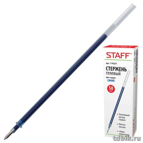 Стержень гелевый 135мм STAFF синий 0,5мм (линия 0,35мм)