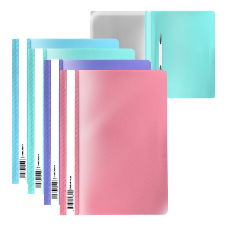 Папка-скоросшиватель А4 пластик, (0,12/0,18 мм) ассорти ErichKrause "Diagonal Pastel"