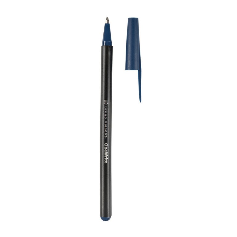 Ручка шариковая BV OneWrite "Black" 1,0мм синяя (линия 0,8мм) одноразовая