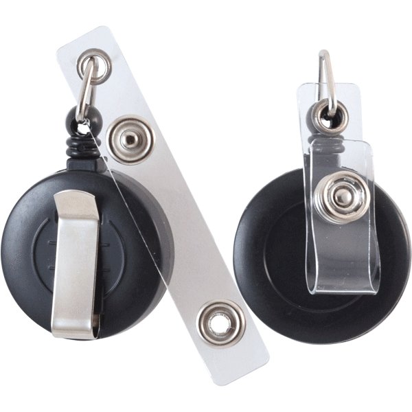 Держатель для бейджа на кнопке с рулеткой (черный) deVENTE