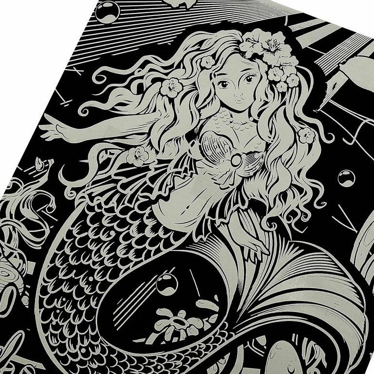 Гравюра А4 золото "Русалка супер модель" MultiArt