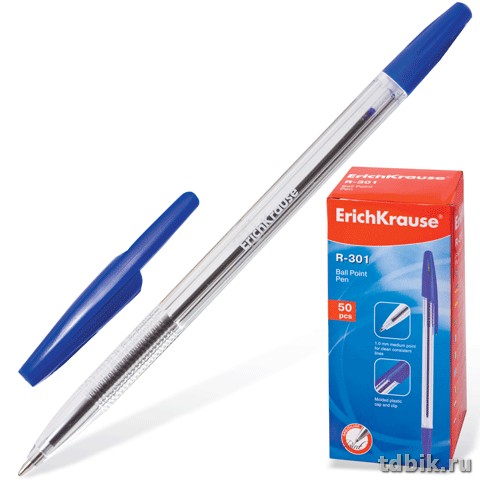 Ручка шариковая ErichKrause R-301 Classic Stick 1,0мм синяя (стерж.140мм, линия 0,5мм)