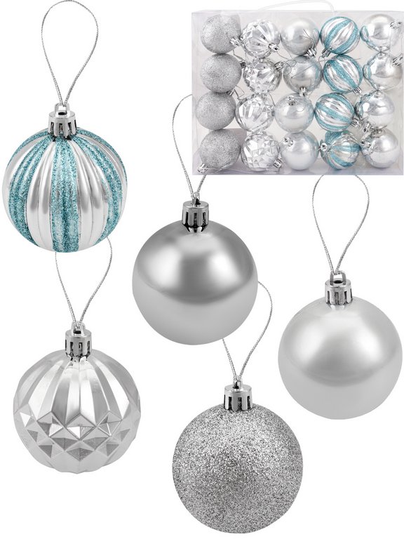 Набор шаров  цвет серебро  60 мм 20 шт "Роскошь"