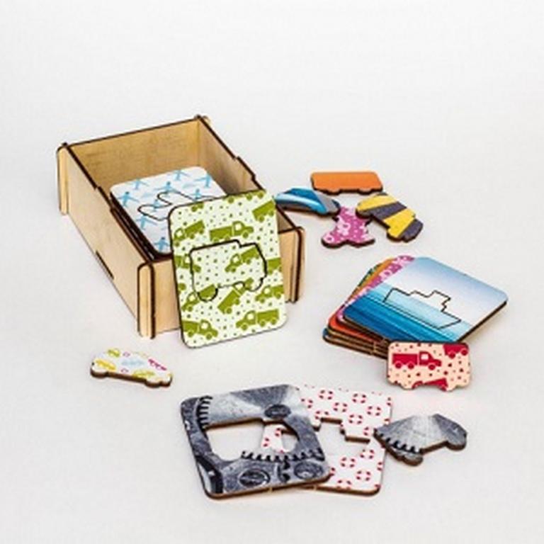 Игра обучающая  Формы Доски Сегена "Транспорт", набор 18 шт (дерево) WOODLENDTOYS