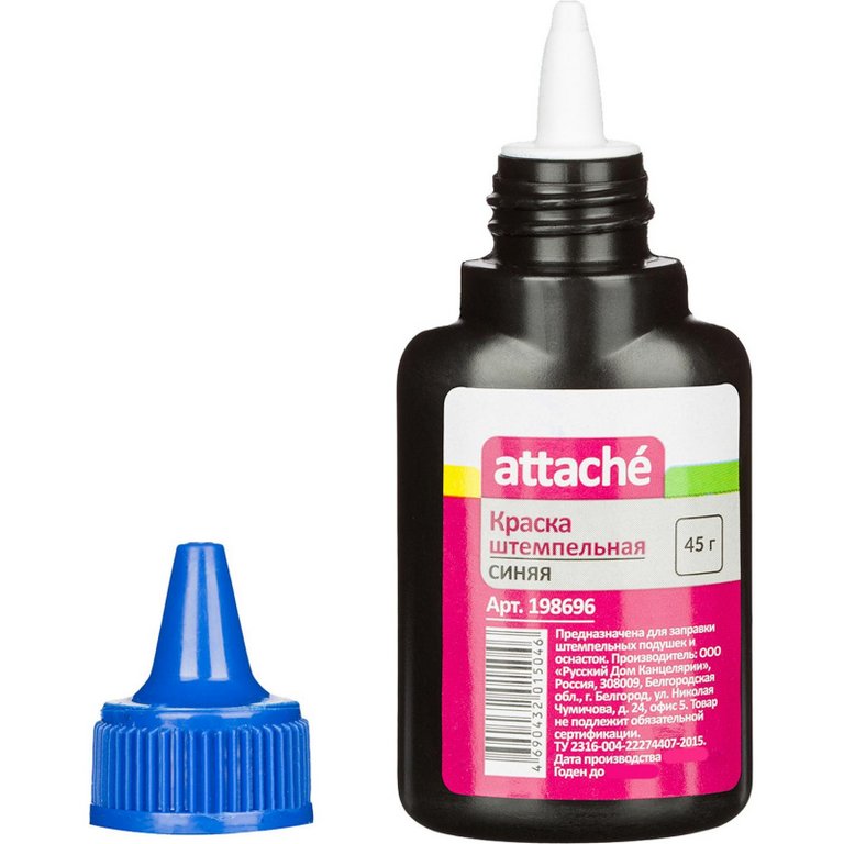 Краска штемпельная Attache 45 гр синяя на водно-глицериновой основе
