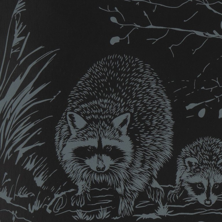 Гравюра А4 серебро "Еноты" Lori