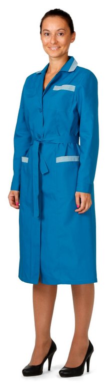 Спецодежда Халат женский цв. бирюзовый длинный рукав р-р 112-116/158-164