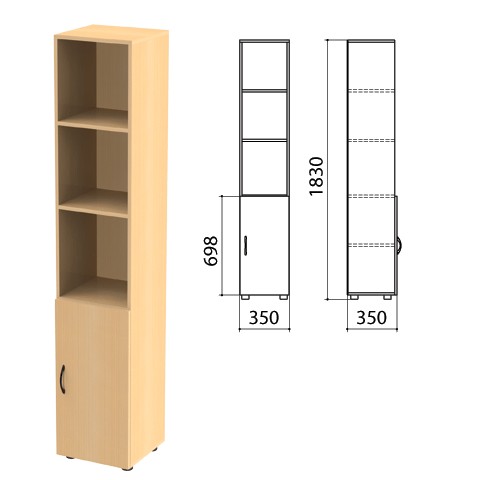 Шкаф для бумаг "Канц" полузакрытый, 1 дверь (350*330*1830мм) цвет бук