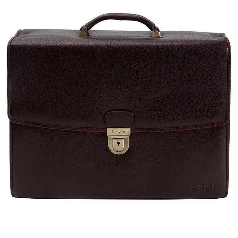 Портфель Dr.Koffer 41*31*10см, нат. кожа, со съемным плечевым ремнем, коричневый