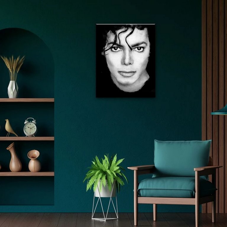 Роспись по номерам (холст) 40*50см черный "Майкл Джексон" (основа+акрил.краски+кисти) 9 цветов