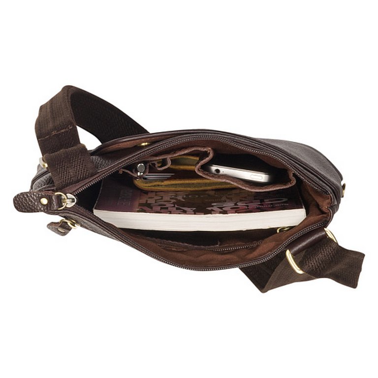 Сумка молодежная Dr.Koffer 27*28 см, на плечевом ремне, цвет коричневый