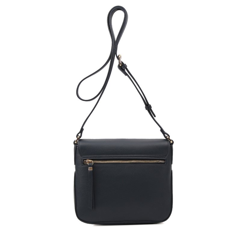 Сумка женская FABRETTI 23х18х9 см, нат. кожа, темно-синяя