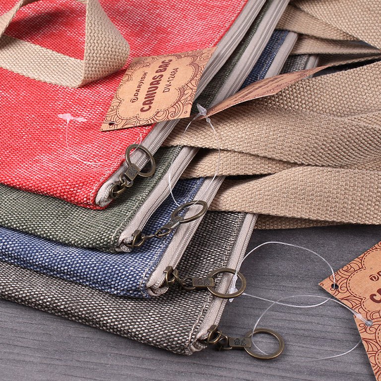 Сумка-шоппер Darvish "Холщовая" (на молнии) ассорти 31,5*35,5см