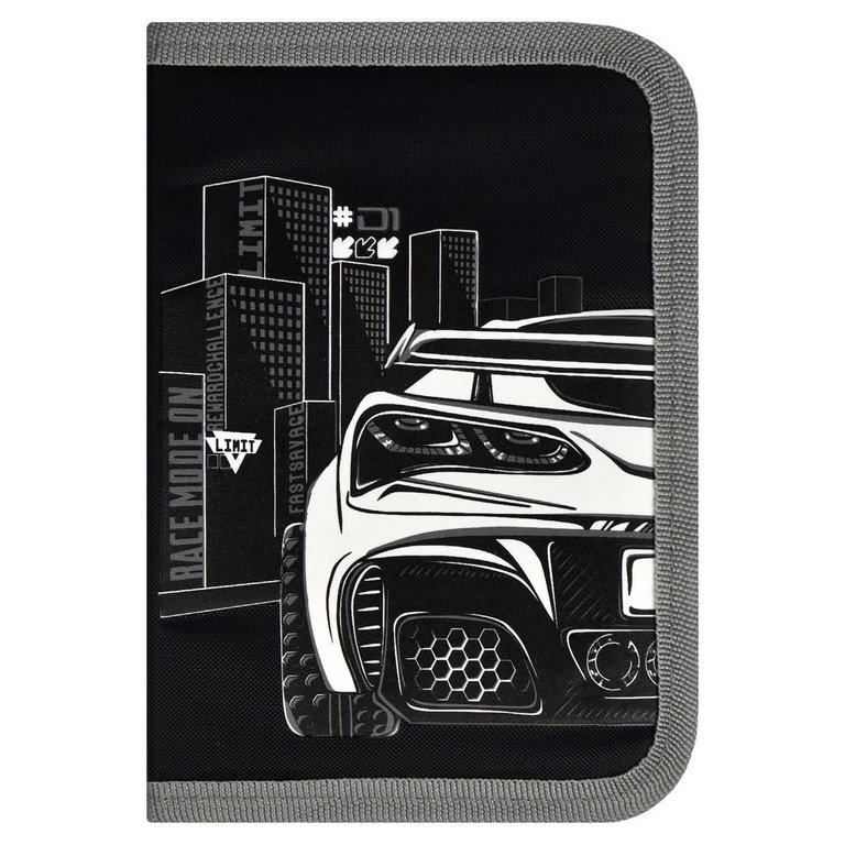 Пенал 1 отд. 1 откид. планка для мальчика Феникс+ "Гонки" 13.3x20x3.5 см, ткань