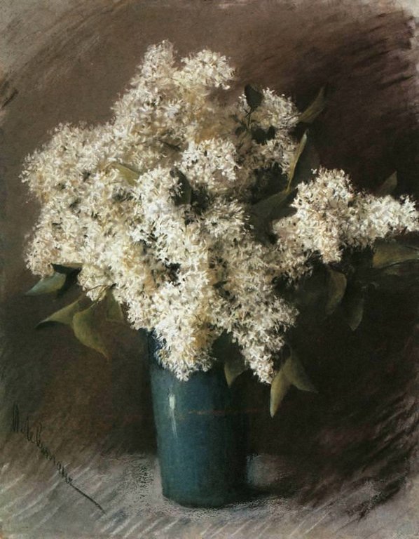 Постер на бумаге 40*50см, И.И. Левитан "Белая сирень" 1895г