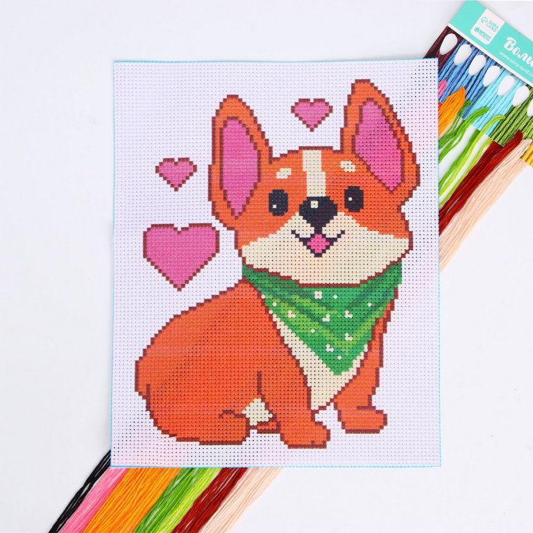 Вышивка крестиком "Корги" 25х20 см Школа талантов