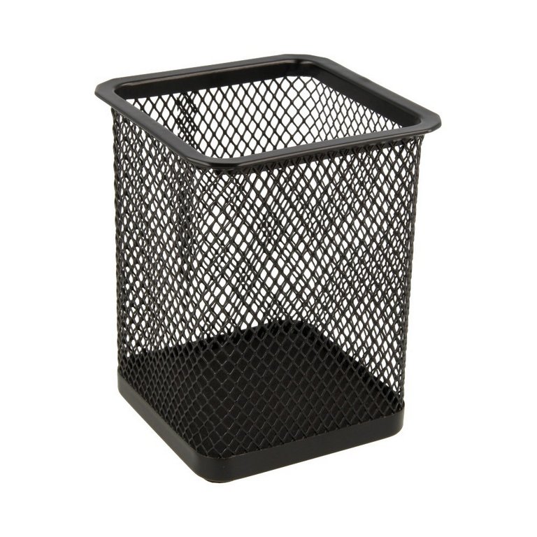 Подставка для ручек металлическая квадратная "Deli" черная