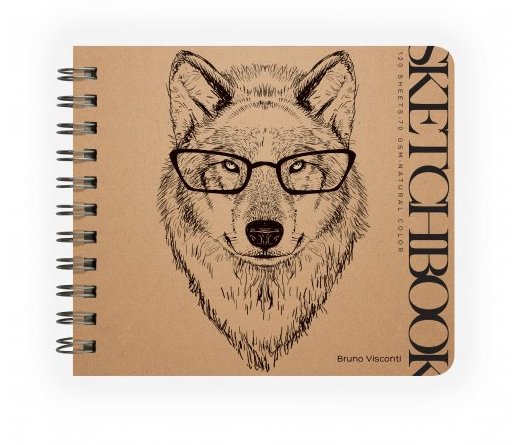 Скетчбук 180*155 мм, 120л. гребень "SKETCHBOOK" КРАФТ 70 гр. (4 ВИДА)