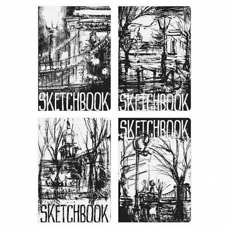 Скетчбук 147*210 мм, 40л."SKETCHBOOK" ЧЕРНЫЙ 80 ГР, ПРОШИТЫЙ БЛОК (4 ВИДА)