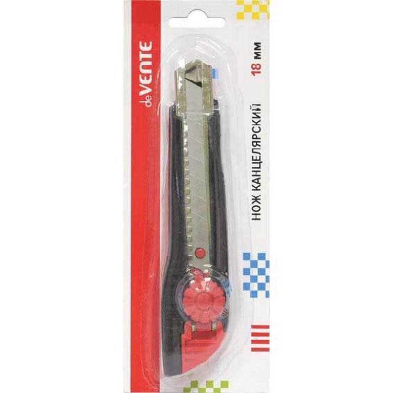 Нож канцеляр. шир. 1,8 см, метал. направ. с фикс. лезвия, deVENTE