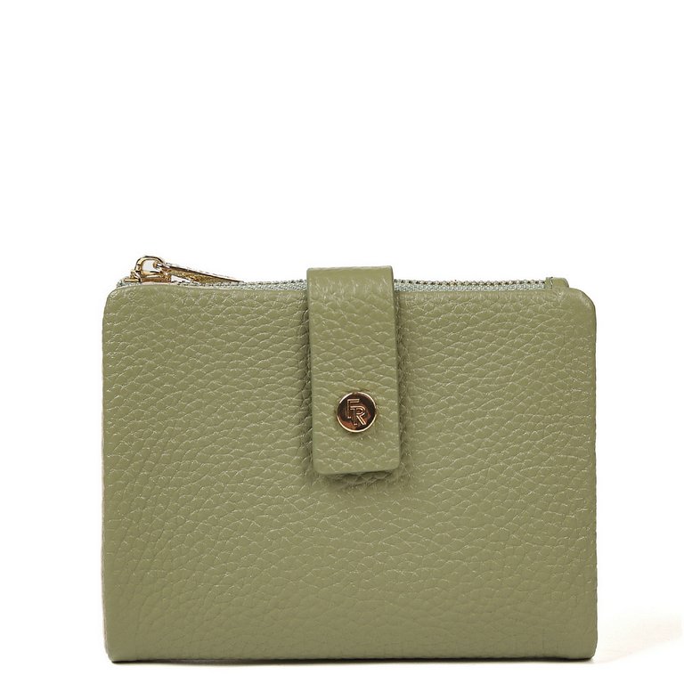 Портмоне FABRETTI женское, нат. кожа, 12*9,5*2 см, зеленый/мятный