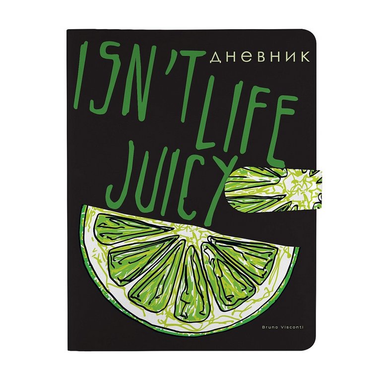 Дневник школьный мягкая обложка, кожзам BrunoVisconti "JUICY LIFE. ЛАЙМ" с магнитным хлястиком